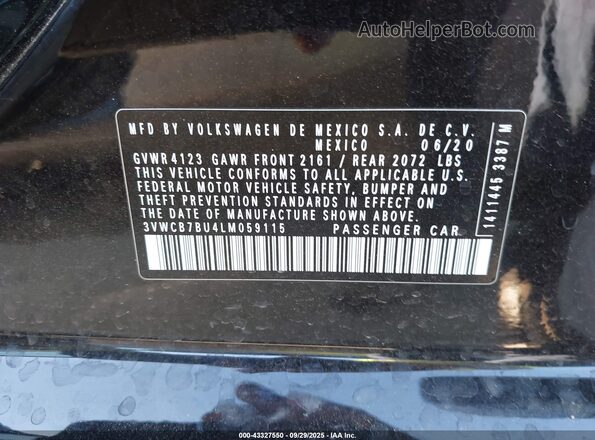 3VWCB7BU4LM059115 2020 VOLKSWAGEN JETTA Black Widok komory silnika