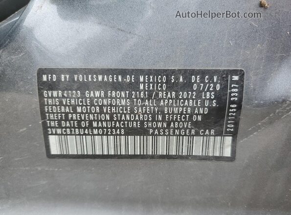 3VWCB7BU4LM072348 2020 VOLKSWAGEN JETTA Silver Widok komory silnika