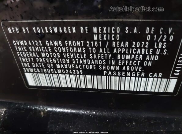 3VWCB7BU5LM024289 2020 VOLKSWAGEN JETTA Black Engine compartment view