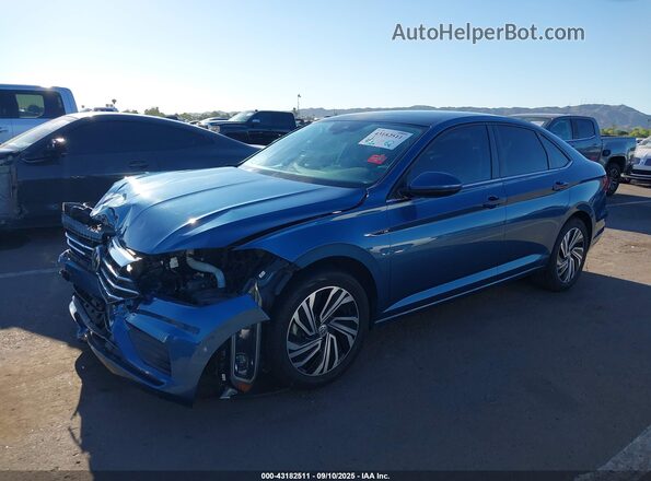 3VWE57BU0MM098754 2021 VOLKSWAGEN JETTA Blue Առջևի ձախ երեք քառորդ տեսարան