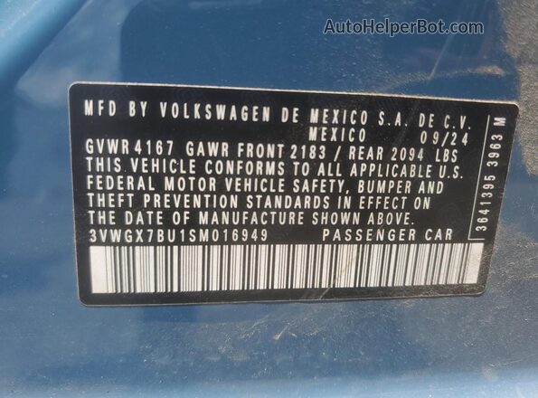 3VWGX7BU1SM016949 2025 VOLKSWAGEN JETTA Синий 