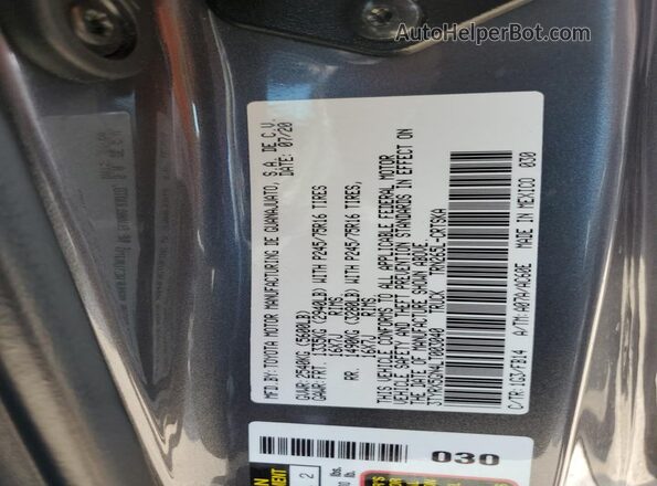 3TYRX5GN4LT003040 2020 TOYOTA TACOMA Gray Vista de la etiqueta del VIN