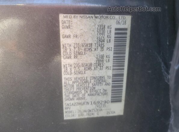 5N1AZ2MG4JN169290 2018 NISSAN MURANO Gray 