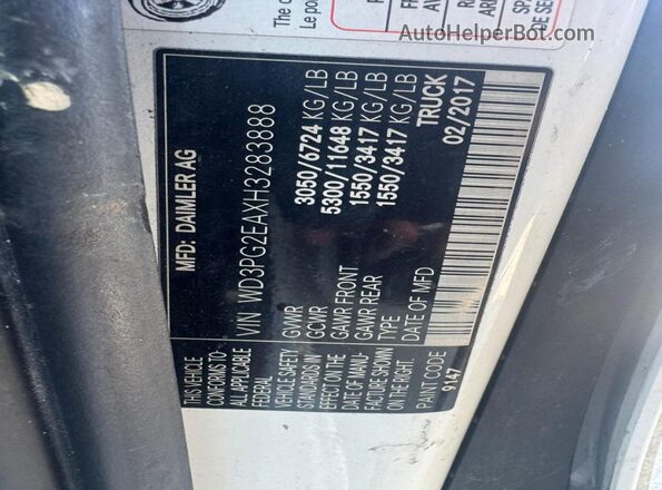 WD3PG2EAXH3283888 2017 MERCEDES-BENZ METRIS White 