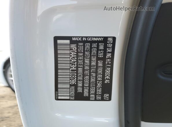 WP0AA2A73HL103786 2017 PORSCHE PANAMERA White 