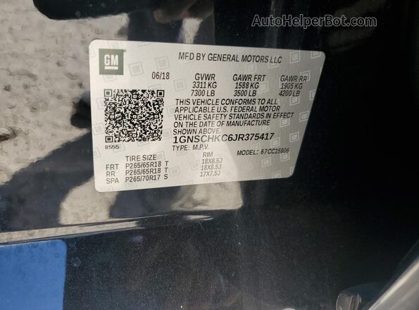 1GNSCHKC6JR375417 2018 CHEVROLET SUBURBAN Черный 