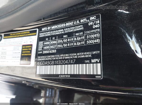 4JGDA5GB1KB204747 2019 MERCEDES-BENZ GLE 400 Black 