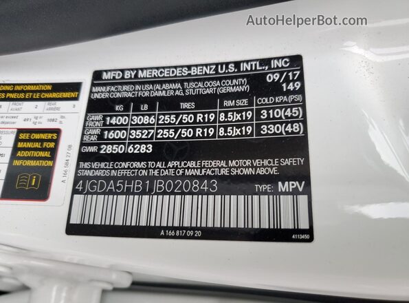 4JGDA5HB1JB020843 2018 MERCEDES-BENZ GLE White 