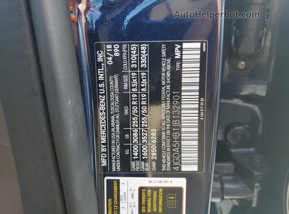 4JGDA5HB1JB132901 2018 MERCEDES-BENZ GLE Синий 