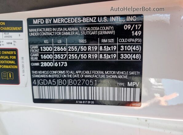 4JGDA5JB0JB027051 2018 MERCEDES-BENZ GLE White 