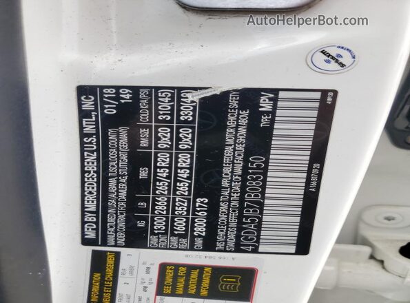 4JGDA5JB7JB083150 2018 MERCEDES-BENZ GLE Белый 