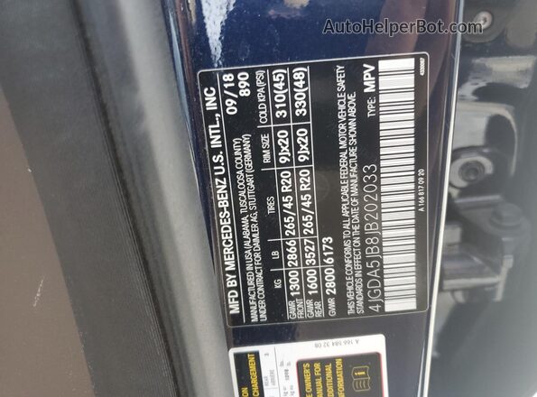 4JGDA5JB8JB202033 2018 MERCEDES-BENZ GLE Синий 