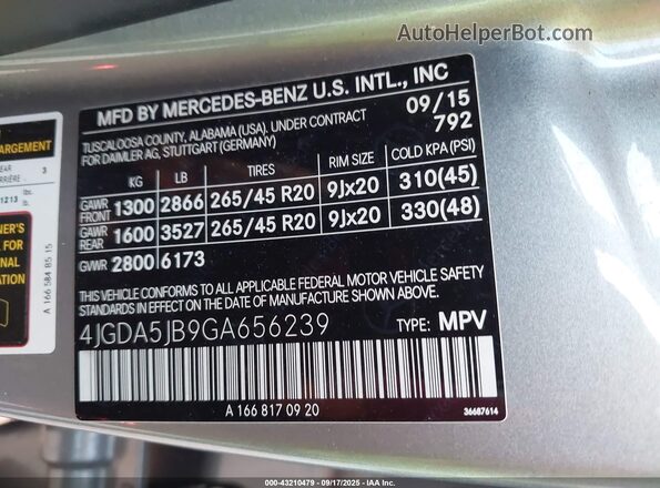 4JGDA5JB9GA656239 2016 MERCEDES-BENZ GLE 350 Gray Շարժիչի բաժամունքի տեսք