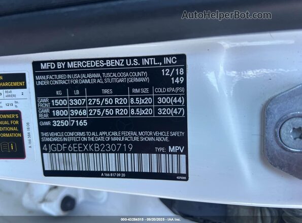 4JGDF6EEXKB230719 2019 MERCEDES-BENZ GLS White Вид підкапотного простору