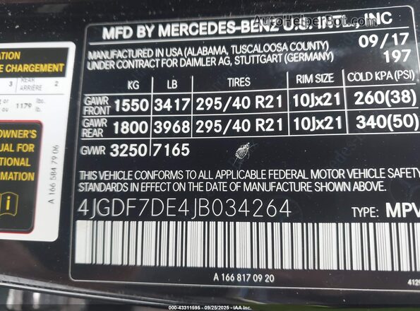 4JGDF7DE4JB034264 2018 MERCEDES-BENZ GLS 550 Black Engine compartment view