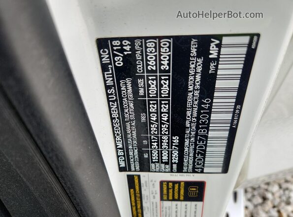 4JGDF7DE7JB130146 2018 MERCEDES-BENZ GLS White 