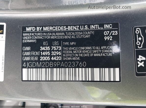 4JGDM2DB9PA023760 2023 MERCEDES-BENZ EQS 450+ SUV Серый Вид подкапотного пространства
