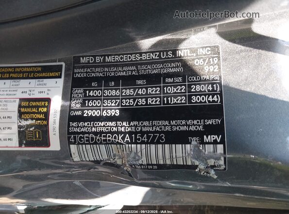 4JGED6EB0KA154773 2019 MERCEDES-BENZ AMG GLE 43 COUPE Gray Вид підкапотного простору