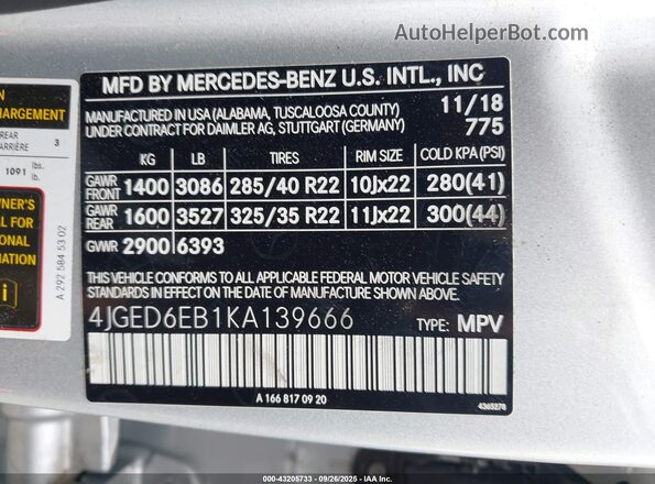 4JGED6EB1KA139666 2019 MERCEDES-BENZ AMG GLE 43 COUPE Gray Շարժիչի բաժամունքի տեսք