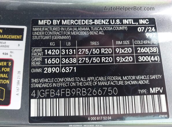 4JGFB4FB9RB266750 2024 MERCEDES-BENZ GLE 350 Gray 