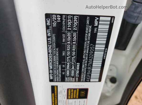 4JGFB4JB7MA329057 2021 MERCEDES-BENZ GLE White Սալոնի 360 աստիճան տեսք