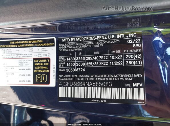 4JGFD6BB4NA685083 2022 MERCEDES-BENZ AMG GLE 53 COUPE Blue Widok komory silnika
