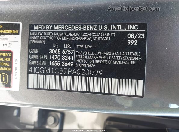4JGGM1CB7PA023099 2023 MERCEDES-BENZ EQE 350 SUV Gray Widok komory silnika
