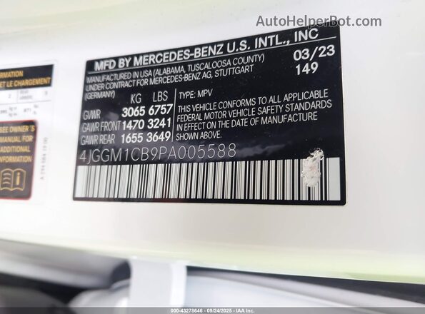 4JGGM1CB9PA005588 2023 MERCEDES-BENZ EQE 350 SUV White Widok komory silnika
