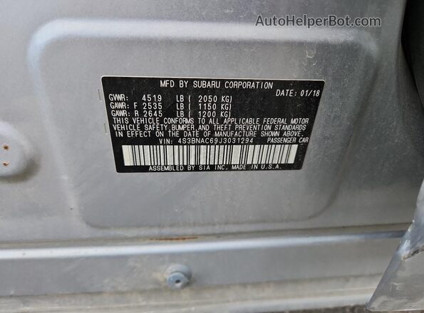 4S3BNAC69J3031294 2018 SUBARU LEGACY Silver 