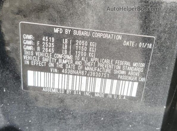 4S3BNAR67J3030751 2018 SUBARU LEGACY Black 