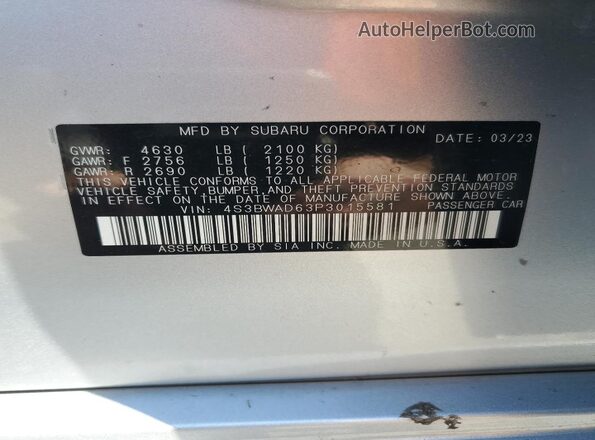 4S3BWAD63P3015581 2023 SUBARU LEGACY Silver 