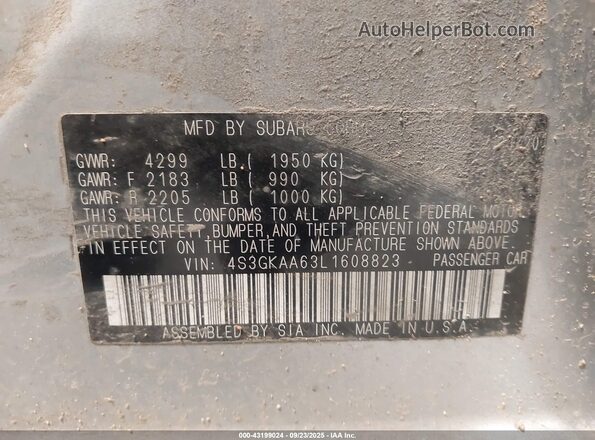 4S3GKAA63L1608823 2020 SUBARU IMPREZA Silver Engine compartment view