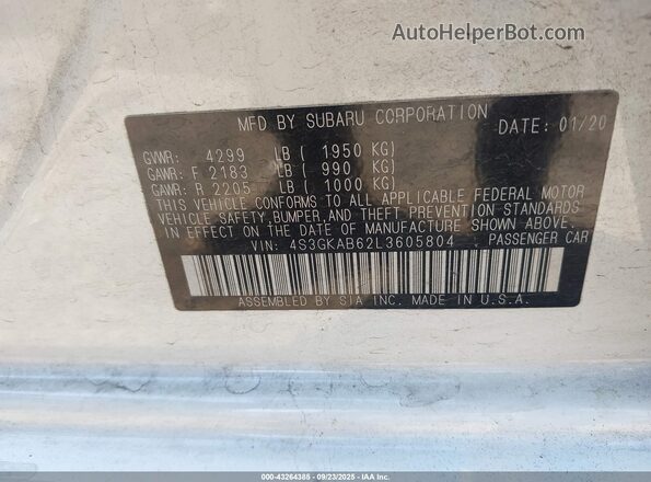 4S3GKAB62L3605804 2020 SUBARU IMPREZA Белый Вид подкапотного пространства