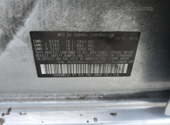 4S3GTAD61P3705005 2023 SUBARU IMPREZA Серебряный 