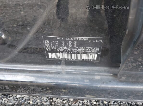 4S3GTAD62K3735512 2019 SUBARU IMPREZA Black Widok komory silnika