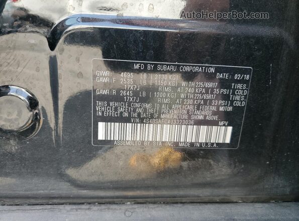 4S4BSAFC4J3323036 2018 SUBARU OUTBACK Black 