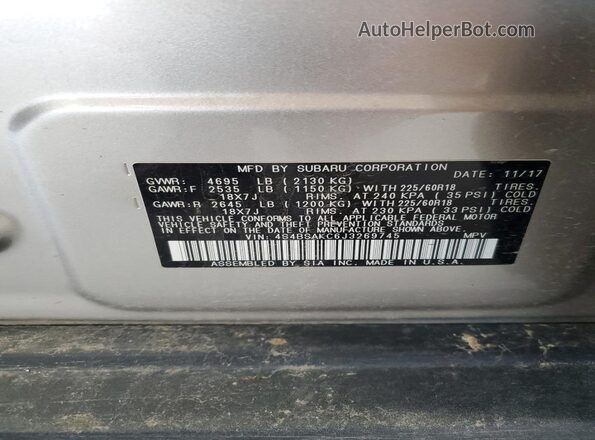 4S4BSAKC6J3269745 2018 SUBARU OUTBACK Beige 