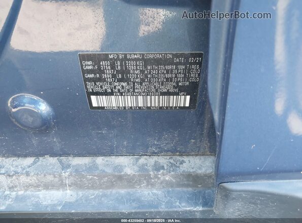 4S4BTANC0M3189385 2021 SUBARU OUTBACK Dark Blue Widok komory silnika