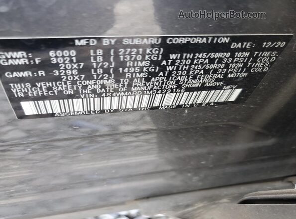 4S4WMARD1M3429156 2021 SUBARU ASCENT Gray VIN sticker view