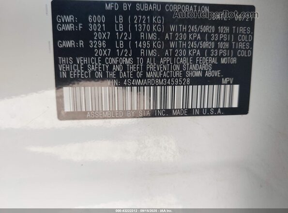 4S4WMARD8M3459528 2021 SUBARU ASCENT Белый Вид подкапотного пространства