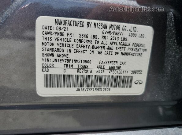 JN1EV7BP1NM310509 2022 INFINITI Q50 Silver 
