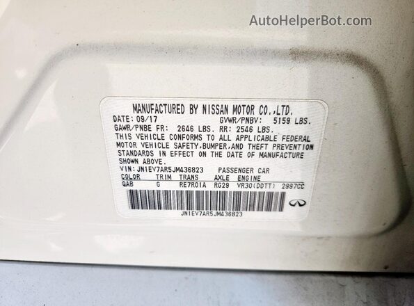 JN1EV7AR5JM436823 2018 INFINITI Q50 Белый 