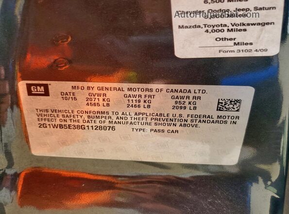2G1WB5E38G1128076 2016 CHEVROLET ALL MODELS Gray 