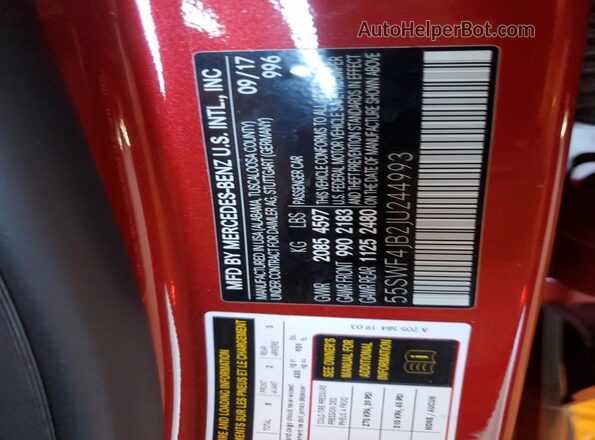 55SWF4JB2JU244993 2018 MERCEDES-BENZ C Red 
