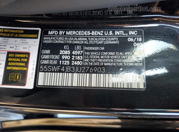 55SWF4JB3JU276903 2018 MERCEDES-BENZ C Черный 