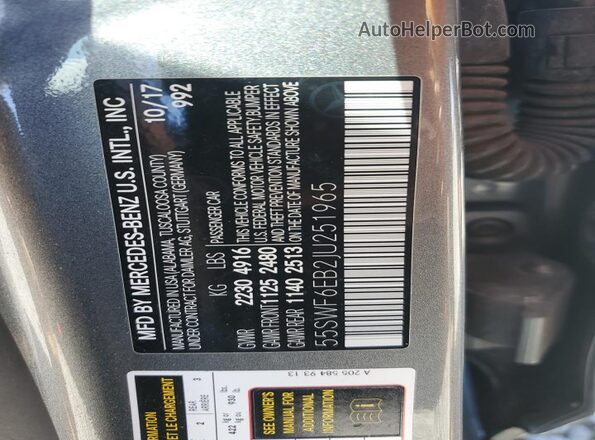 55SWF6EB2JU251965 2018 MERCEDES-BENZ C Gray 