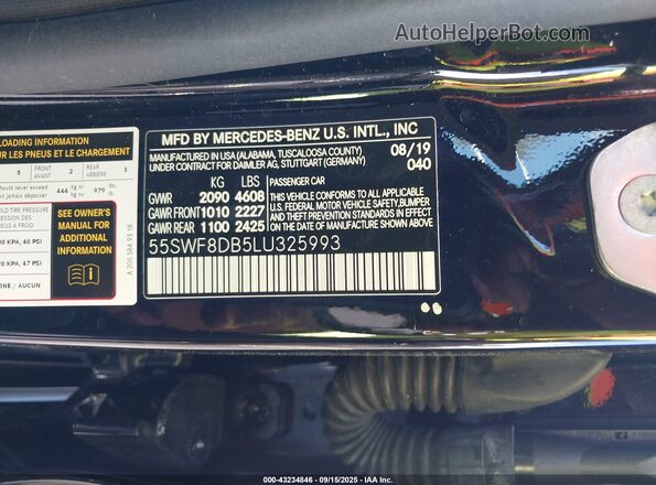 55SWF8DB5LU325993 2020 MERCEDES-BENZ C-CLASS Black Engine compartment view