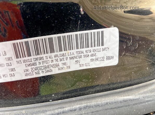 2C4RDGCG8HR749384 2017 DODGE CARAVAN Черный Вид задних сидений
