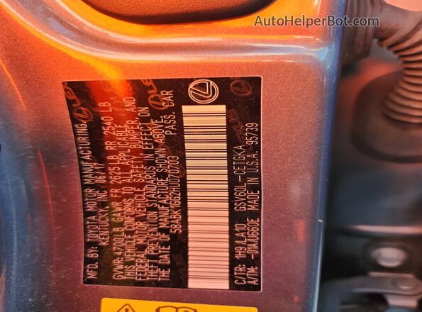 58ABK1GG2HU070703 2017 LEXUS ES Серебряный 
