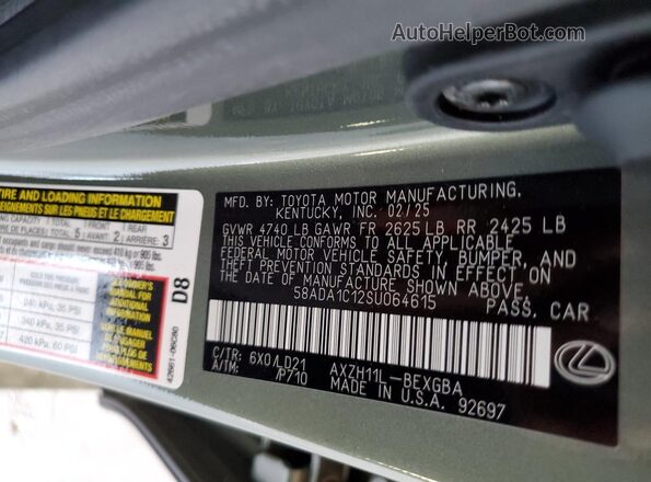 58ADA1C12SU064615 2025 LEXUS ES Green 